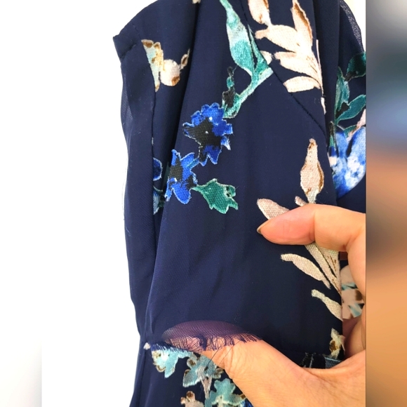 Lulus Navy Blue Velvet Floral Burnout Tiered Maxi Dress-Bustier Inspired Bodice - Picture 5 of 5